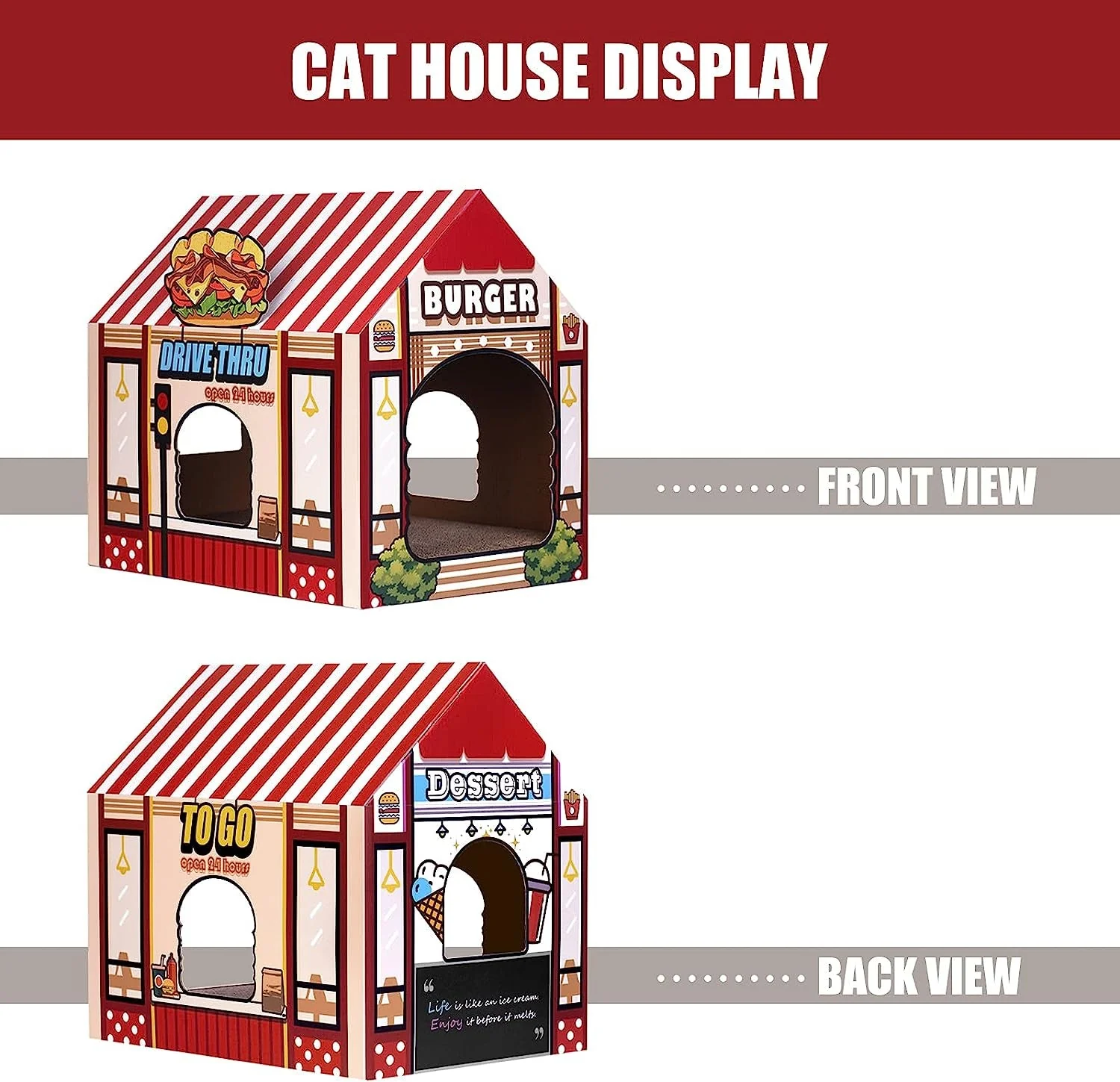 Cardboard Cat House with Scratcher - Image 4