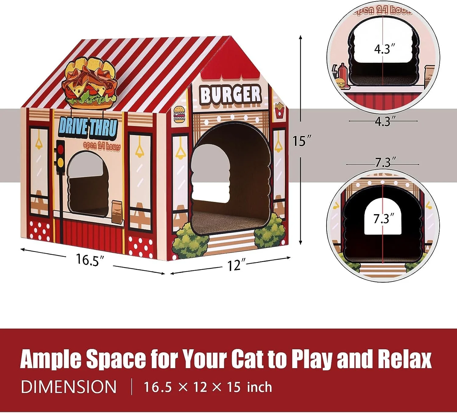Cardboard Cat House with Scratcher - Image 5