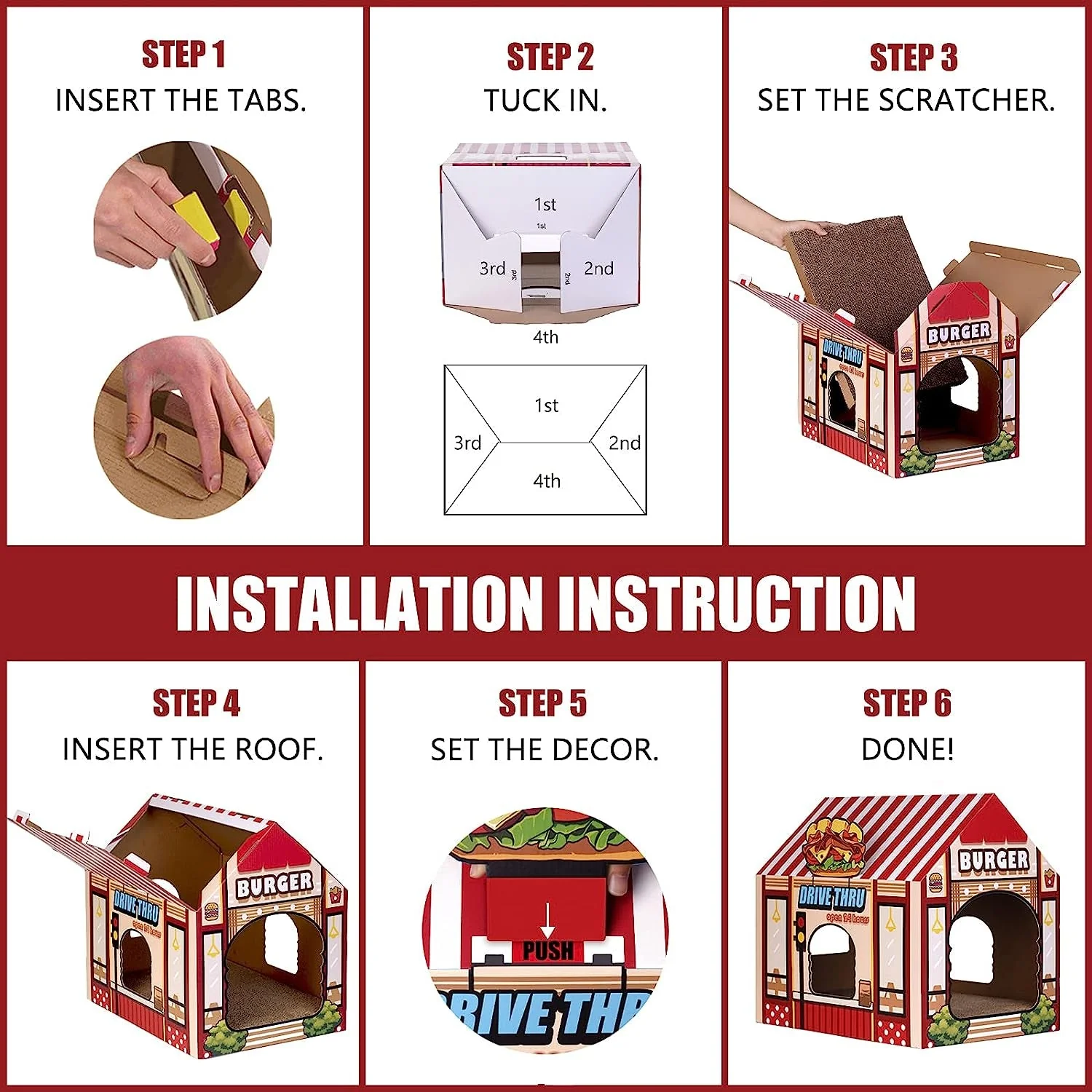 Cardboard Cat House with Scratcher - Image 6