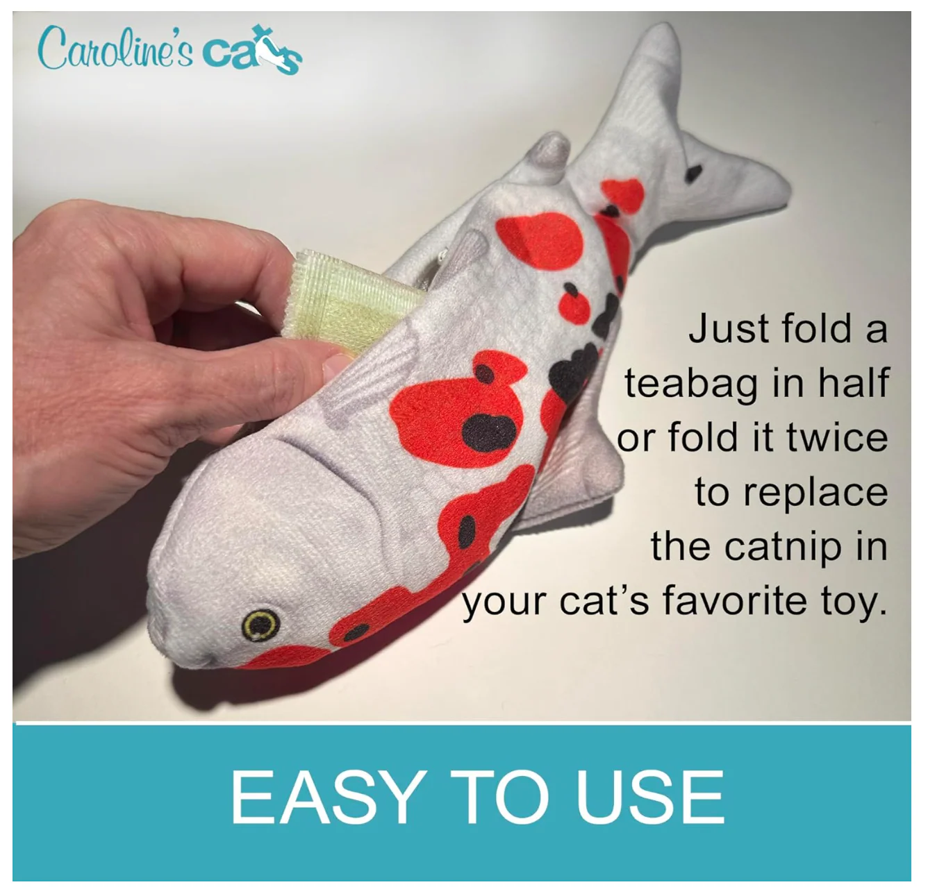 Caroline's Cats Organic Catnip Packets for Cat Toys 2.0 – More Potent Refill Pouches for Flapping Bird, Flopping Fish, and Others, 10 Tea Bags - Image 4