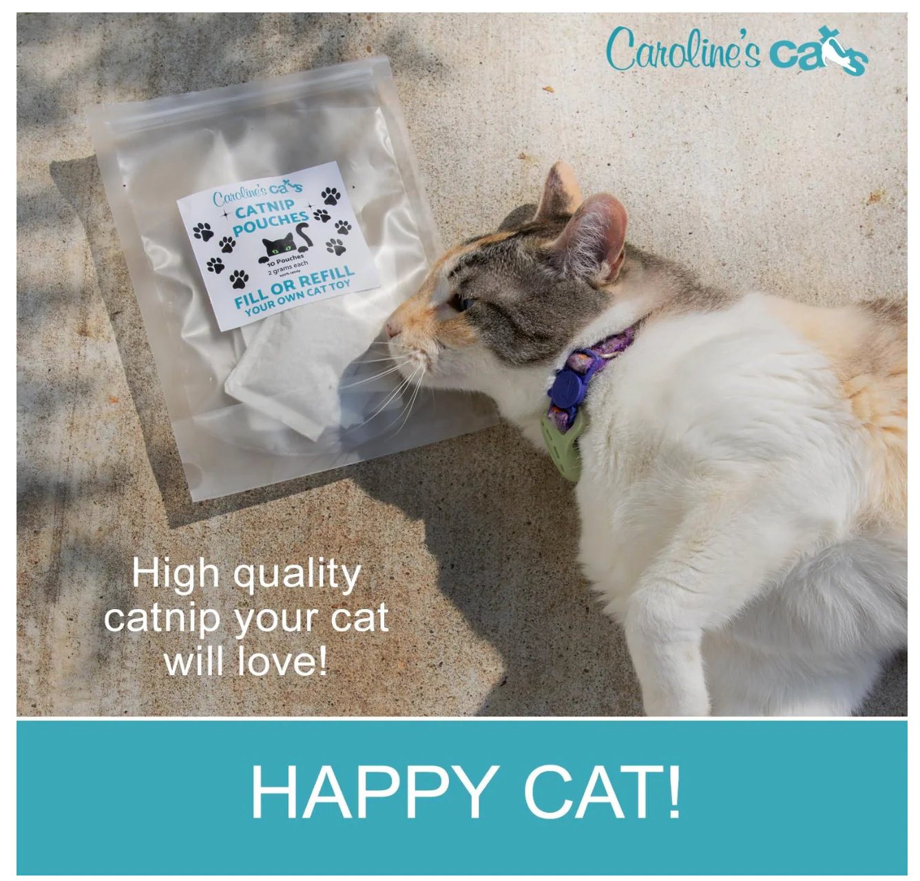 Caroline's Cats Organic Catnip Packets for Cat Toys – Refill Pouches for Flapping Bird, Flopping Fish, and More, 10 Tea Bags - Image 5