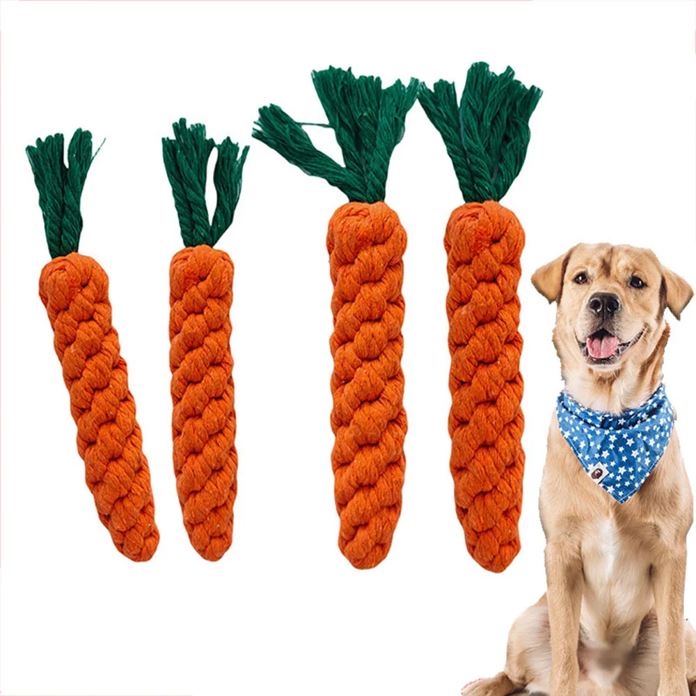 Carrot Rope Dog Chew Toy – Durable Cotton Molar Toy for Puppies & Dogs - Image 2