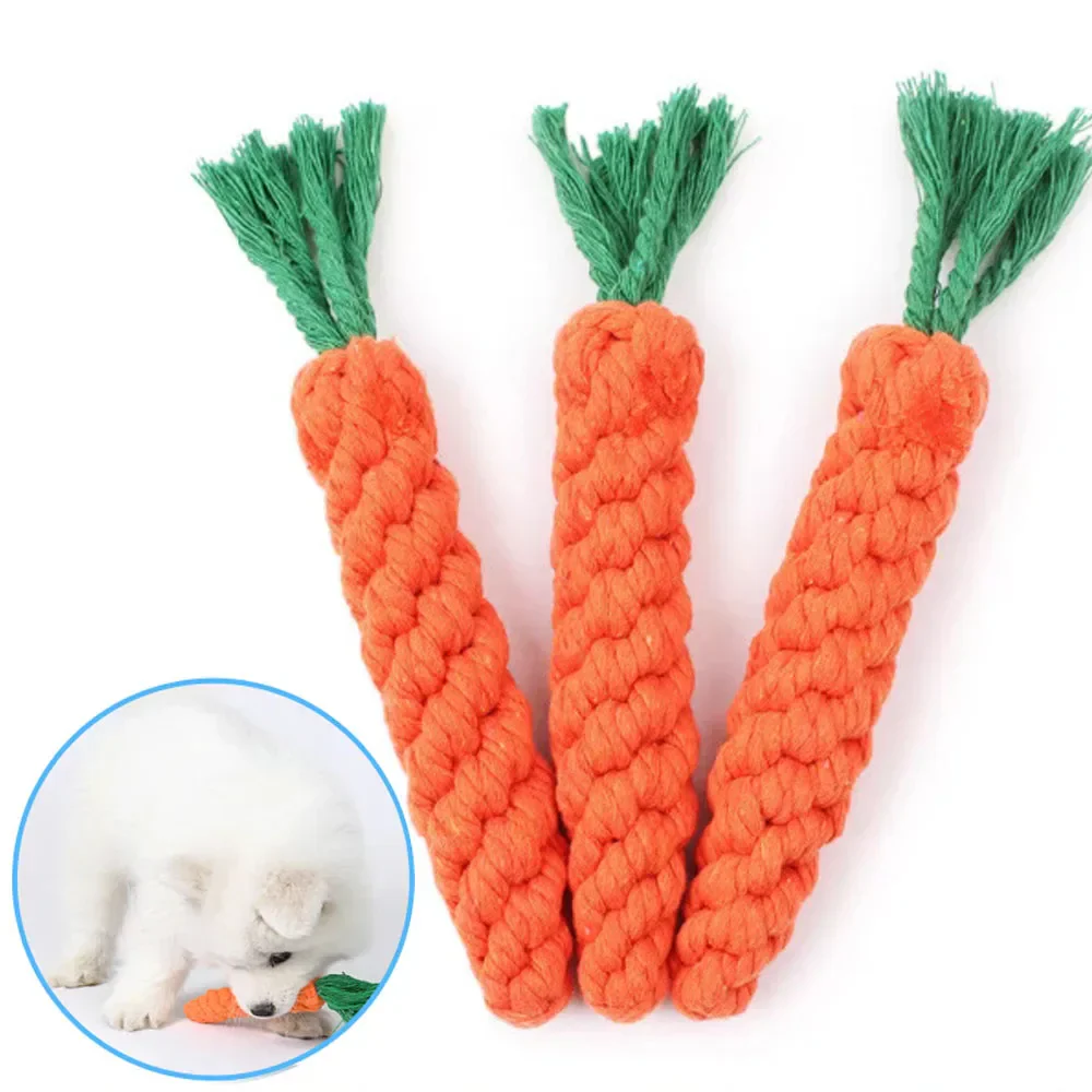 Carrot Rope Dog Chew Toy – Durable Cotton Molar Toy for Puppies & Dogs - Image 4