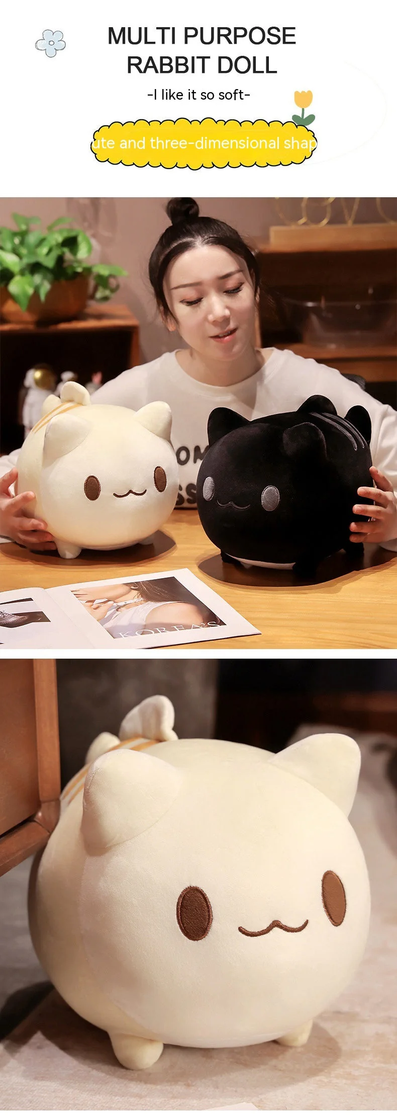 Cartoon Cute Fishtail Cat Plush Toy Accompany Doll Girl Bed Sofa Doll Birthday Gift - Image 7