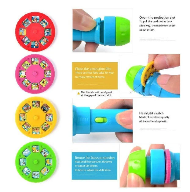 Cartoon Storybook Cards LED Projection Flashlight Interactive Toy Kids Gift - Image 6