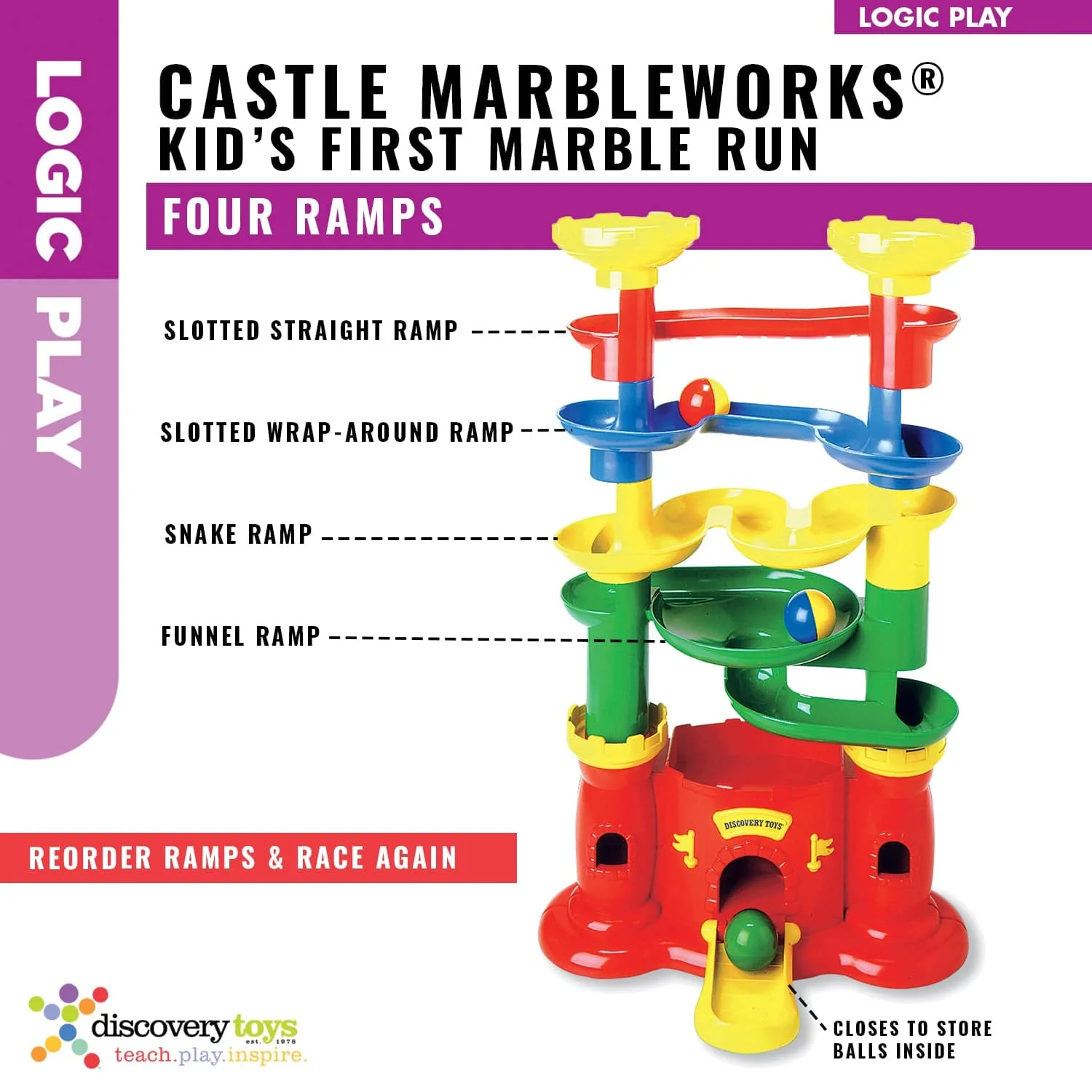 CASTLE MARBLEWORKS Chime Ball Drop Tower Toy - Image 2