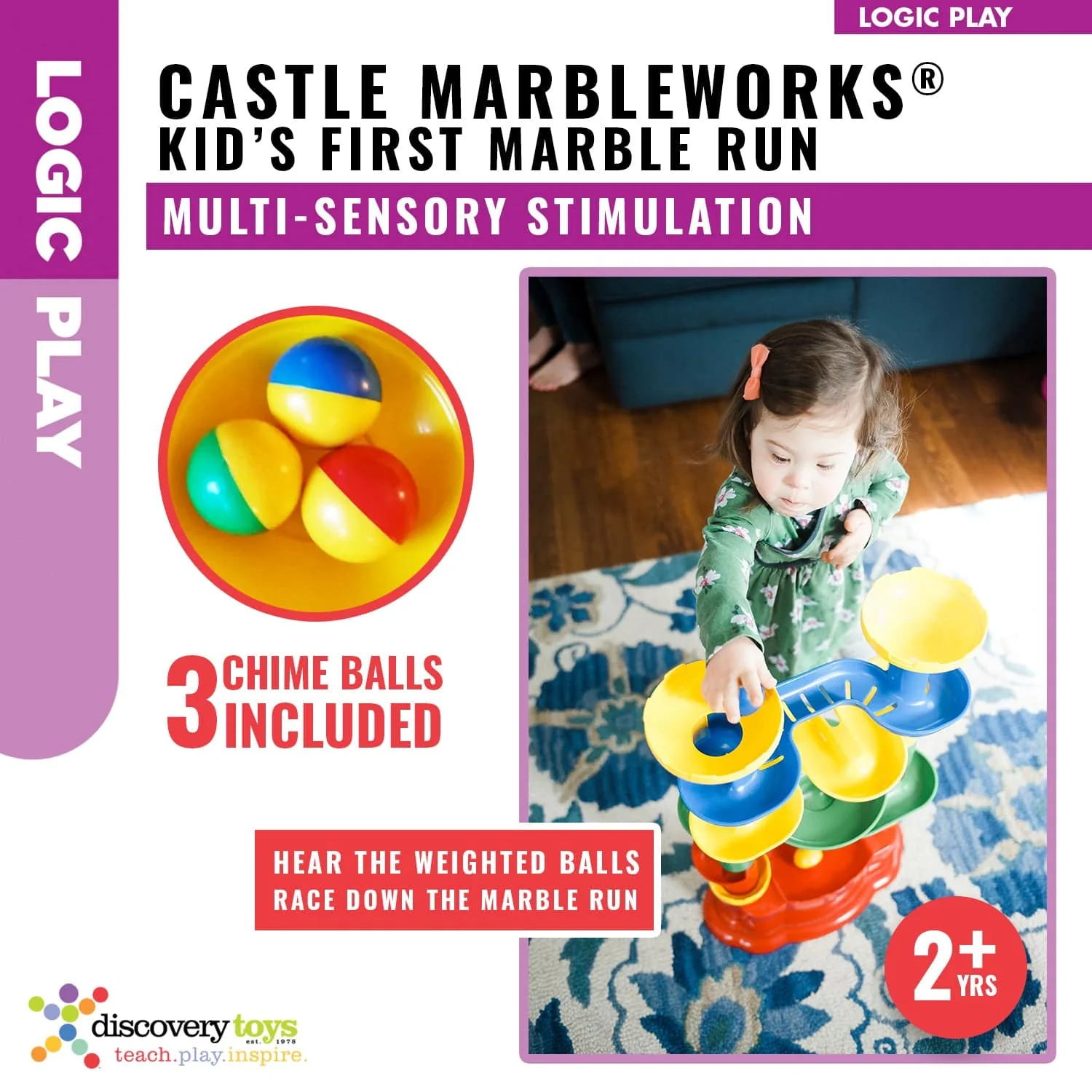 CASTLE MARBLEWORKS Chime Ball Drop Tower Toy - Image 3