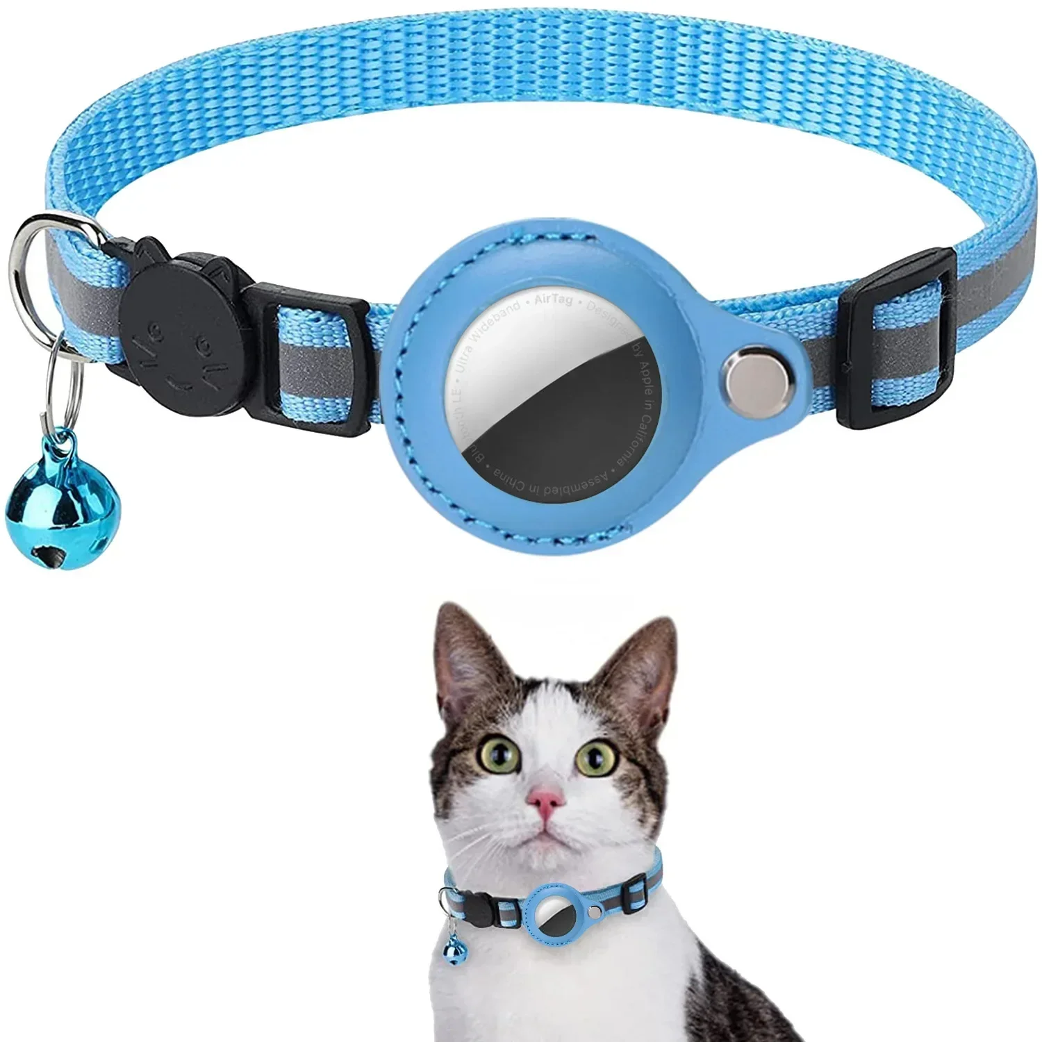 Cat AirTag Holder Collar – Adjustable Reflective Breakaway Kitten Collar with Bell & Waterproof AirTag Case - Image 12