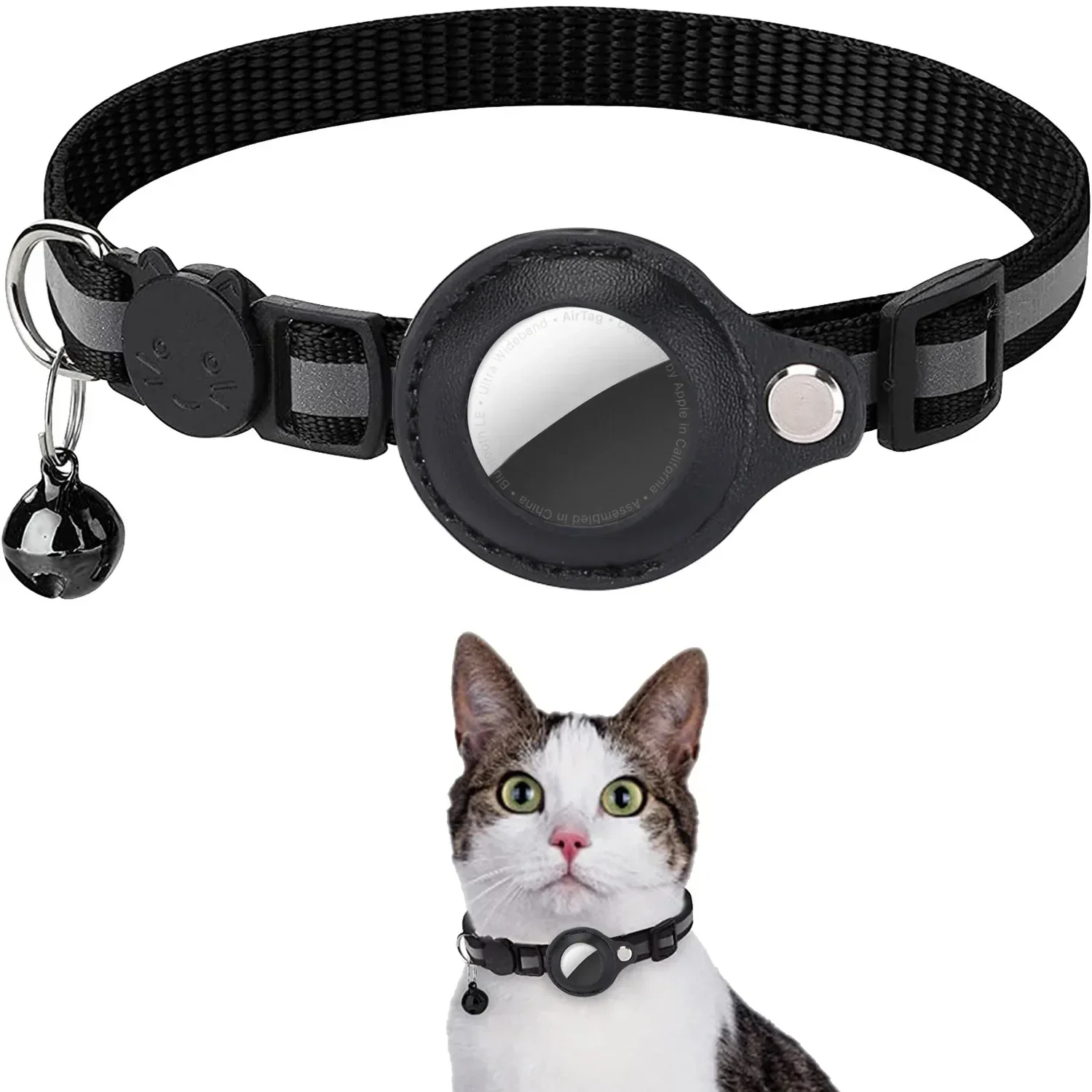Cat AirTag Holder Collar – Adjustable Reflective Breakaway Kitten Collar with Bell & Waterproof AirTag Case - Image 3