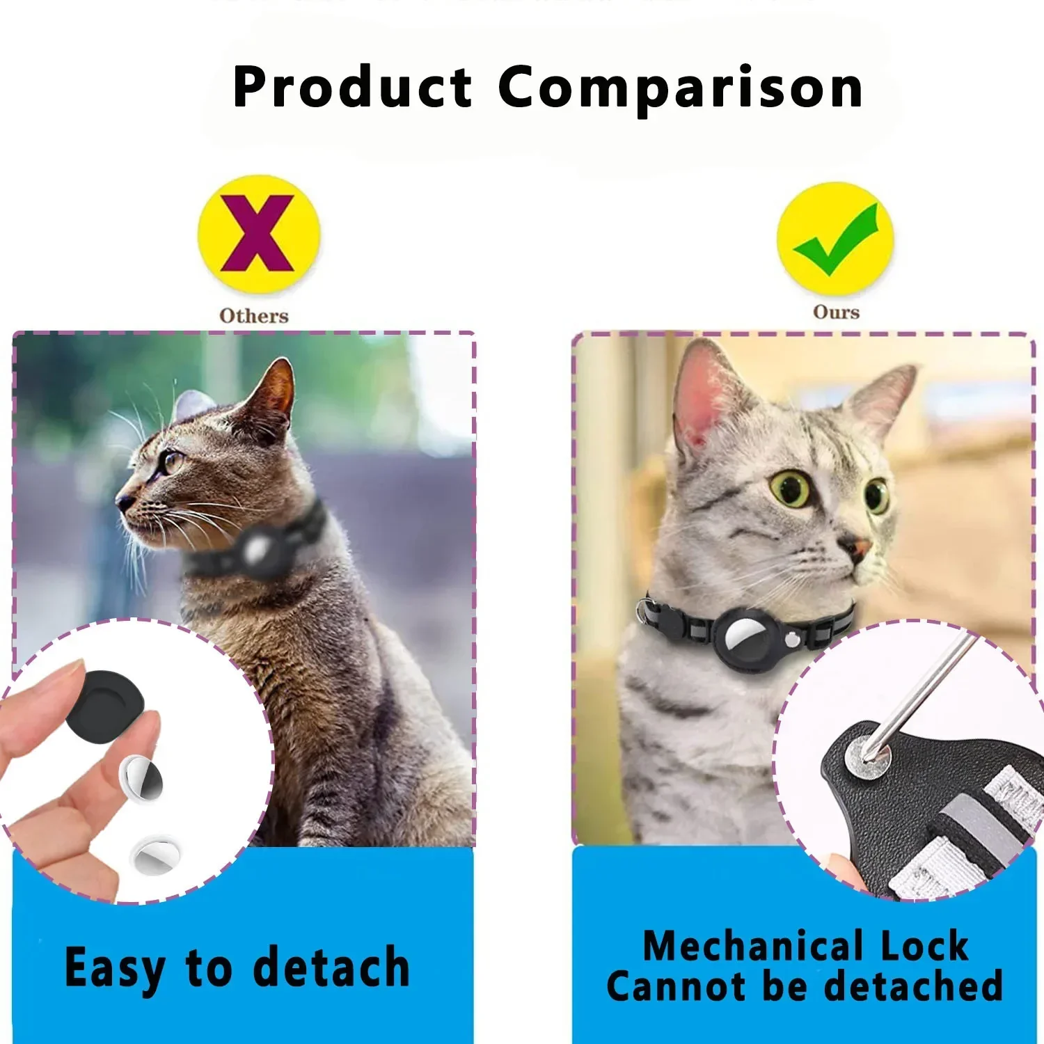Cat AirTag Holder Collar – Adjustable Reflective Breakaway Kitten Collar with Bell & Waterproof AirTag Case - Image 6