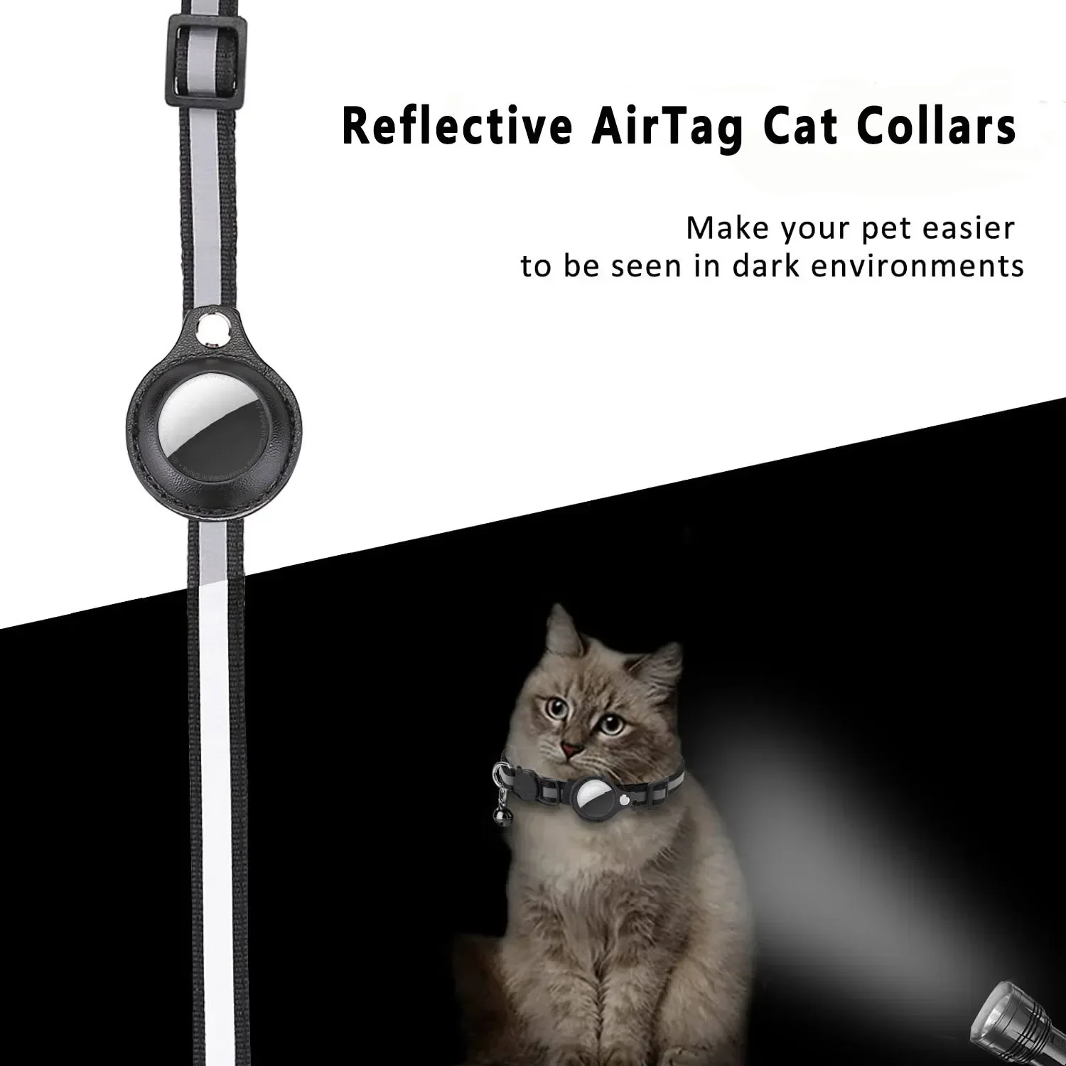 Cat AirTag Holder Collar – Adjustable Reflective Breakaway Kitten Collar with Bell & Waterproof AirTag Case - Image 8
