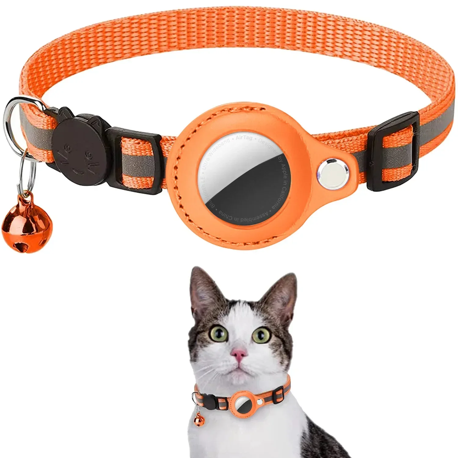 Cat AirTag Holder Collar – Adjustable Reflective Breakaway Kitten Collar with Bell & Waterproof AirTag Case - Image 9