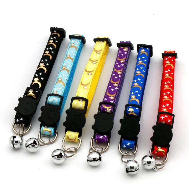 Cat Collar with Bell – Adjustable Star & Moon Pet Necklace - Image 2