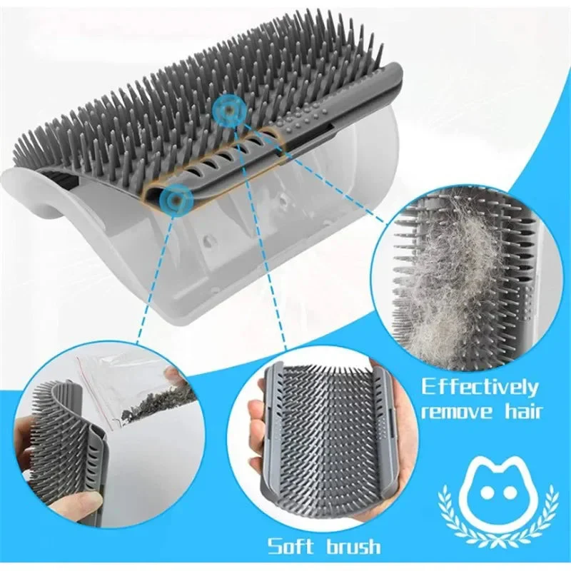Cat Corner Brush Comb Massager with Catnip – Self-Grooming Wall Arch Scratcher & Hair Removal Tool for Cats - Image 4