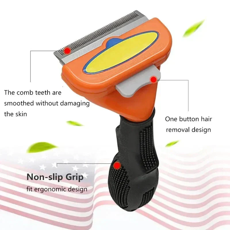 Cat & Dog Hair Removal Comb – Professional Grooming Brush for Shedding Control, Massage & Cleaning | Stainless Steel Deshedding Tool - Image 2