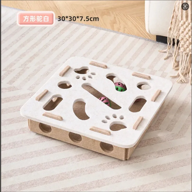Cat Fun Box – Interactive Puzzle Toy for Indoor Cats, Scratching & Digging Activity Box with Bell Balls - Image 12