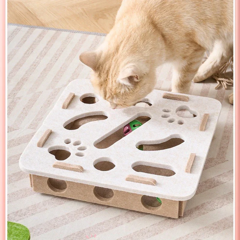 Cat Fun Box – Interactive Puzzle Toy for Indoor Cats, Scratching & Digging Activity Box with Bell Balls - Image 2