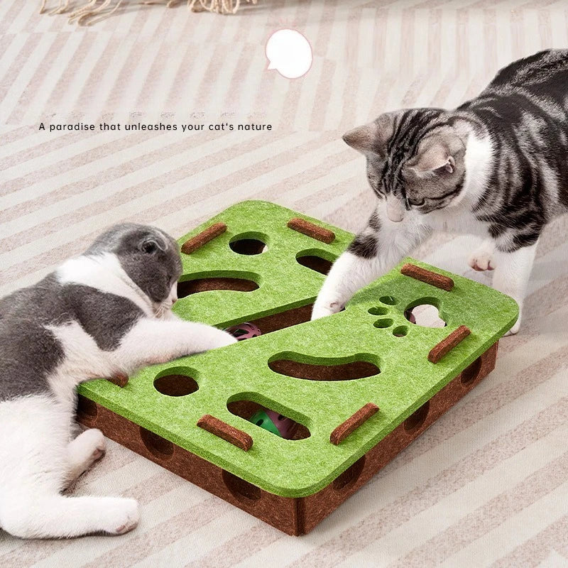 Cat Fun Box – Interactive Puzzle Toy for Indoor Cats, Scratching & Digging Activity Box with Bell Balls - Image 3