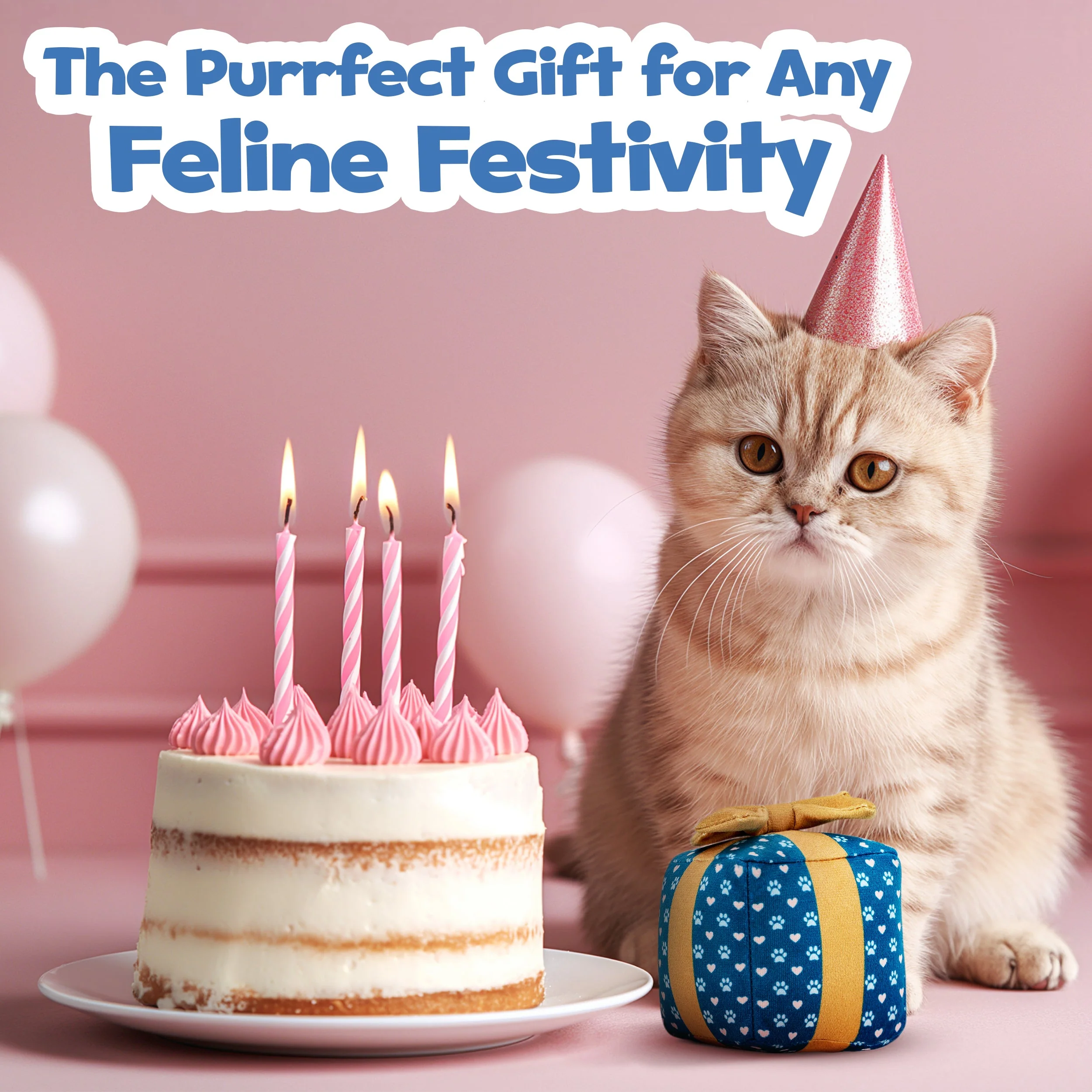 Cat Gift Box Catnip Toy – Crinkle Cat Toy for Indoor Cats, Cute Plush Birthday Present Kitty Toy with Catnip Inside - Image 2