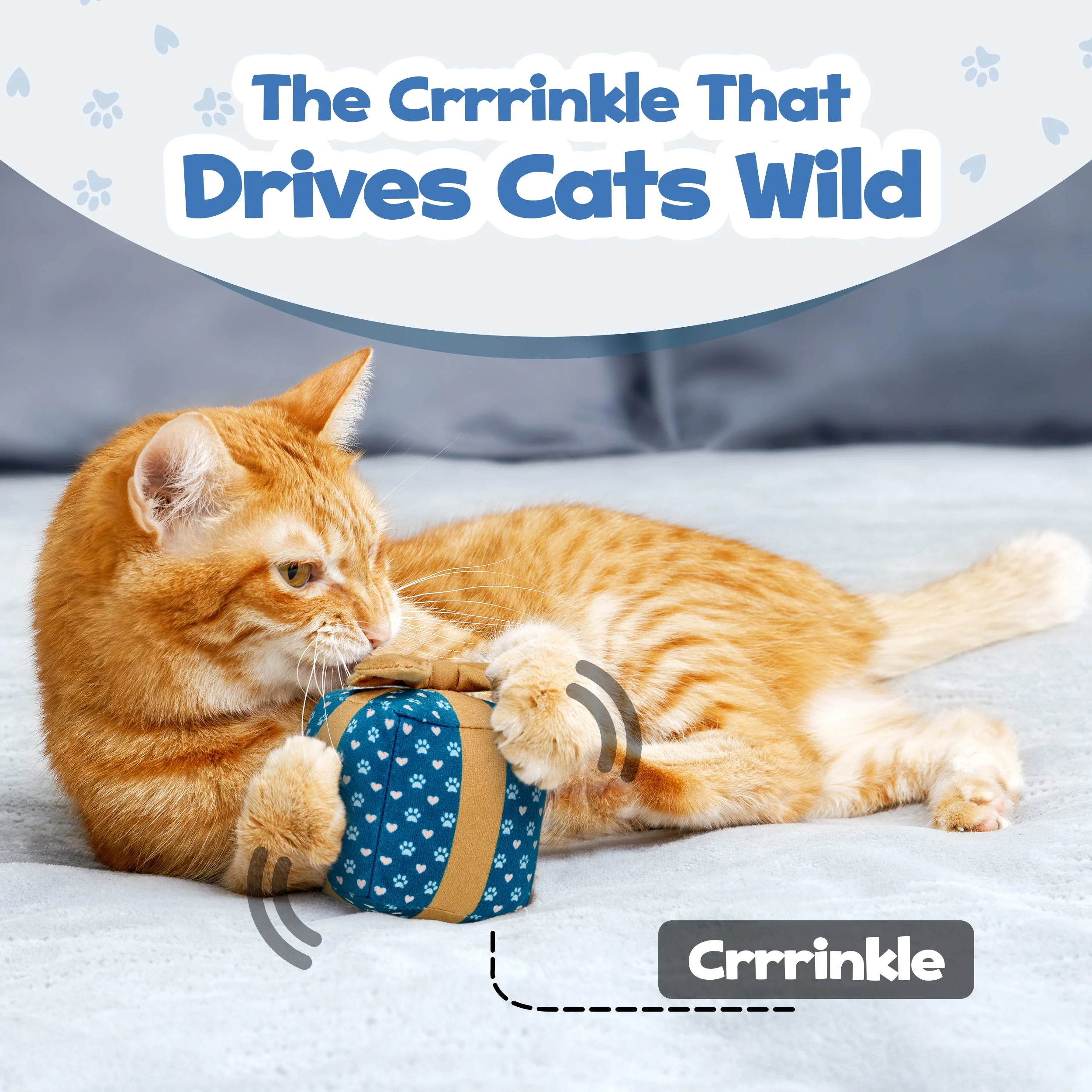 Cat Gift Box Catnip Toy – Crinkle Cat Toy for Indoor Cats, Cute Plush Birthday Present Kitty Toy with Catnip Inside - Image 4
