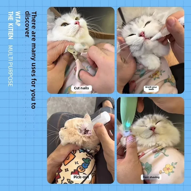 Cat Grooming Wrap - Anti-Bite, Anti-Scratch Swaddle for Medicine & Nail Clipping - Image 6