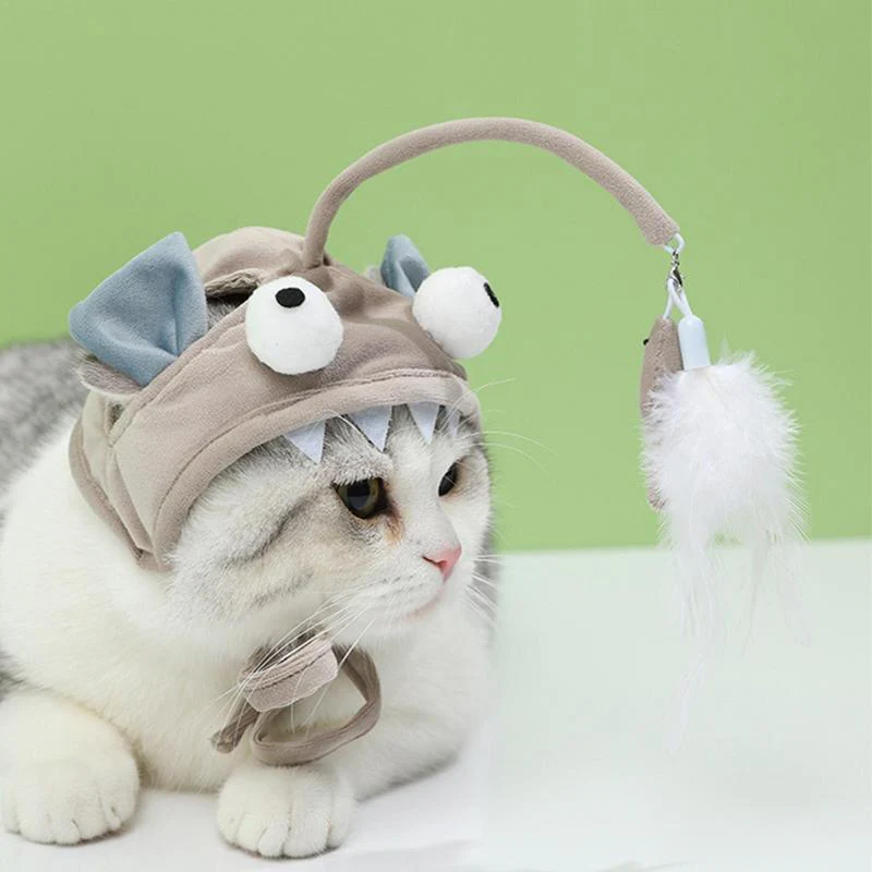 Cat Head Wearing Feather Stick - Image 2