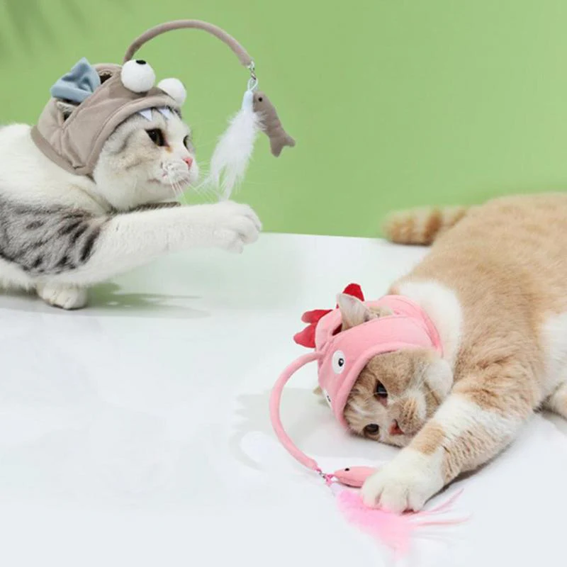 Cat Head Wearing Feather Stick - Image 3
