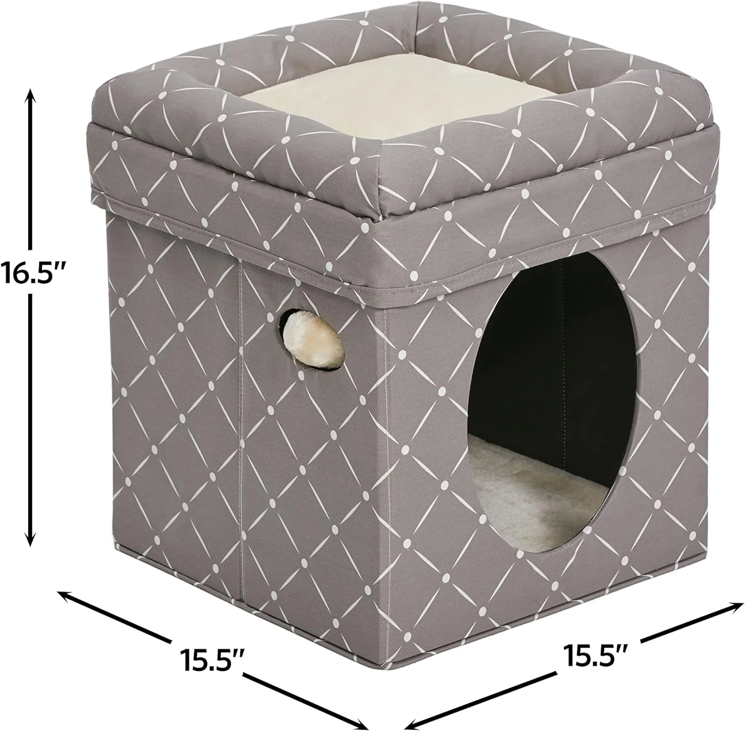 Cat Hous  in Fashionable Mushroom Diamond Print - Image 3