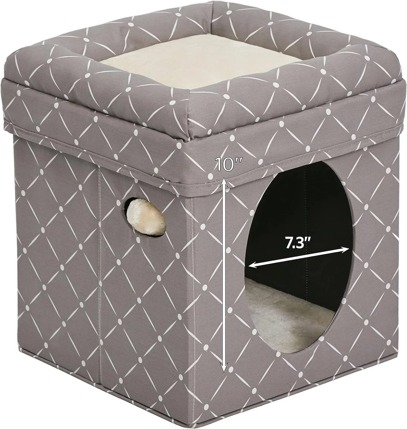 Cat Hous  in Fashionable Mushroom Diamond Print - Image 5