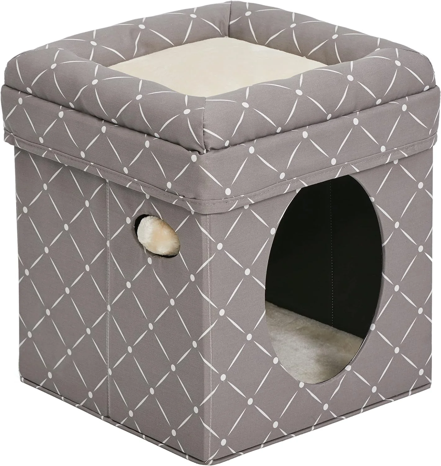Cat Hous  in Fashionable Mushroom Diamond Print - Image 6