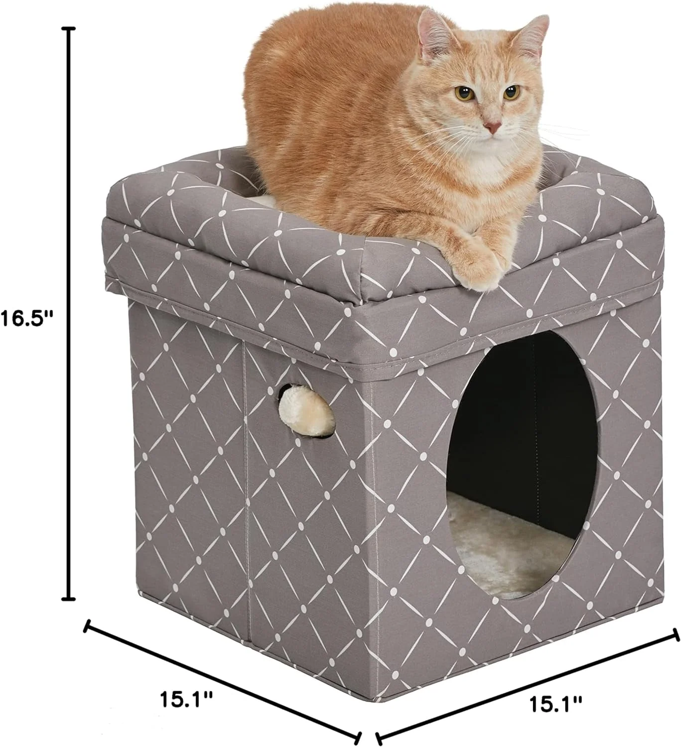 Cat Hous  in Fashionable Mushroom Diamond Print - Image 7