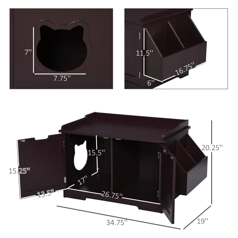 Cat Litter Box Nightstand End Table Enclosure - Image 14