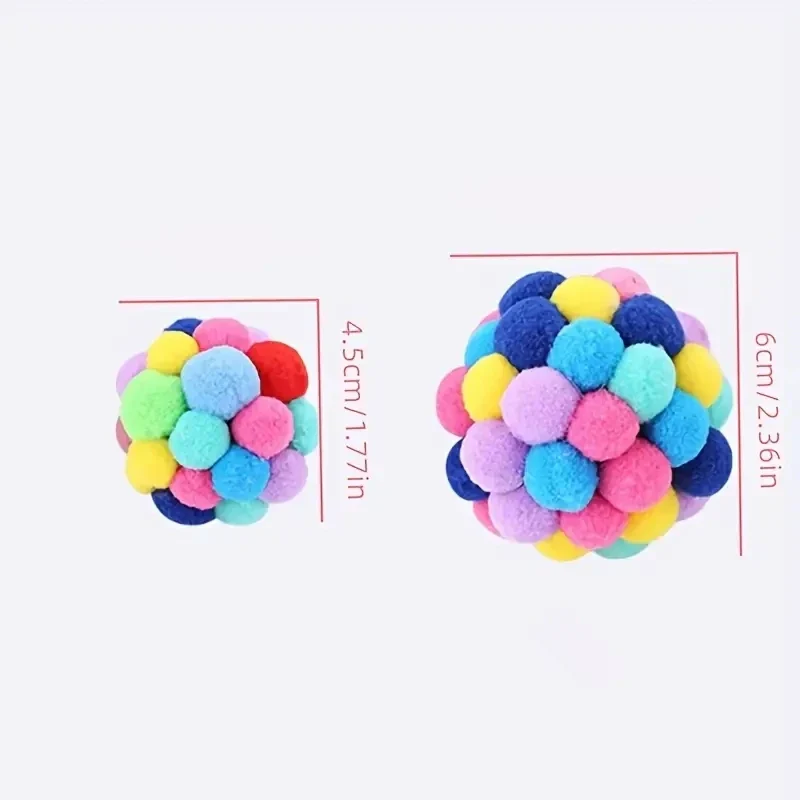 Cat Plush Bell Ball Toy – Colorful Woolen Self-Play Ball - Image 6