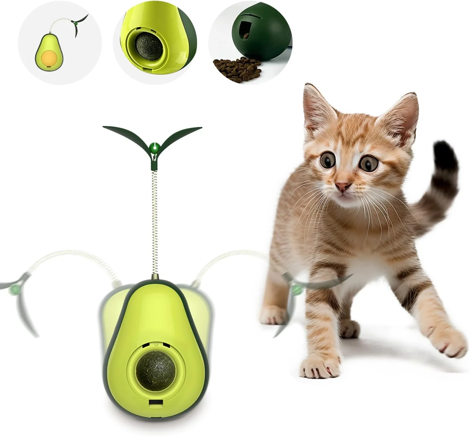 Cat Toy Avocado Tumbler & Catnip Ball Interactive - Image 2