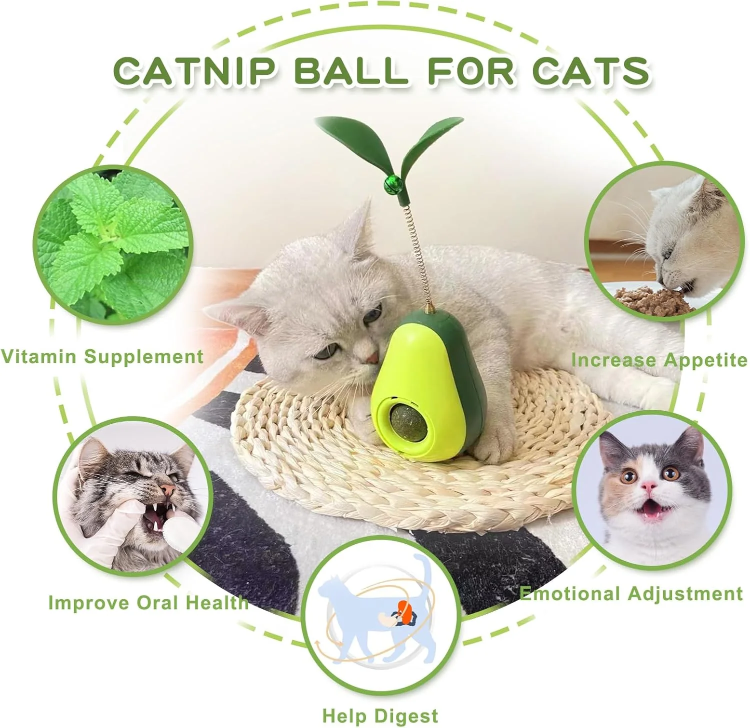 Cat Toy Avocado Tumbler & Catnip Ball Interactive - Image 5