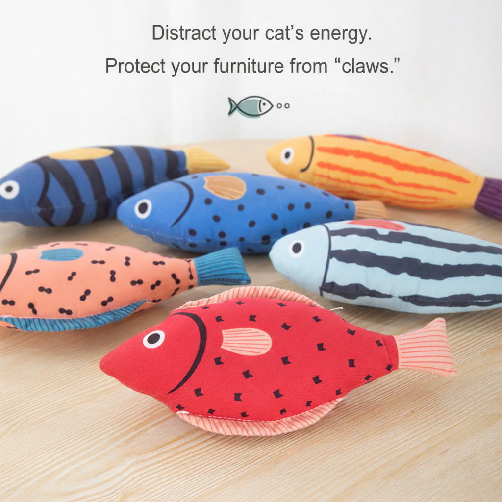 Cat Toy Catnip Fish Plush with Bell - Image 3