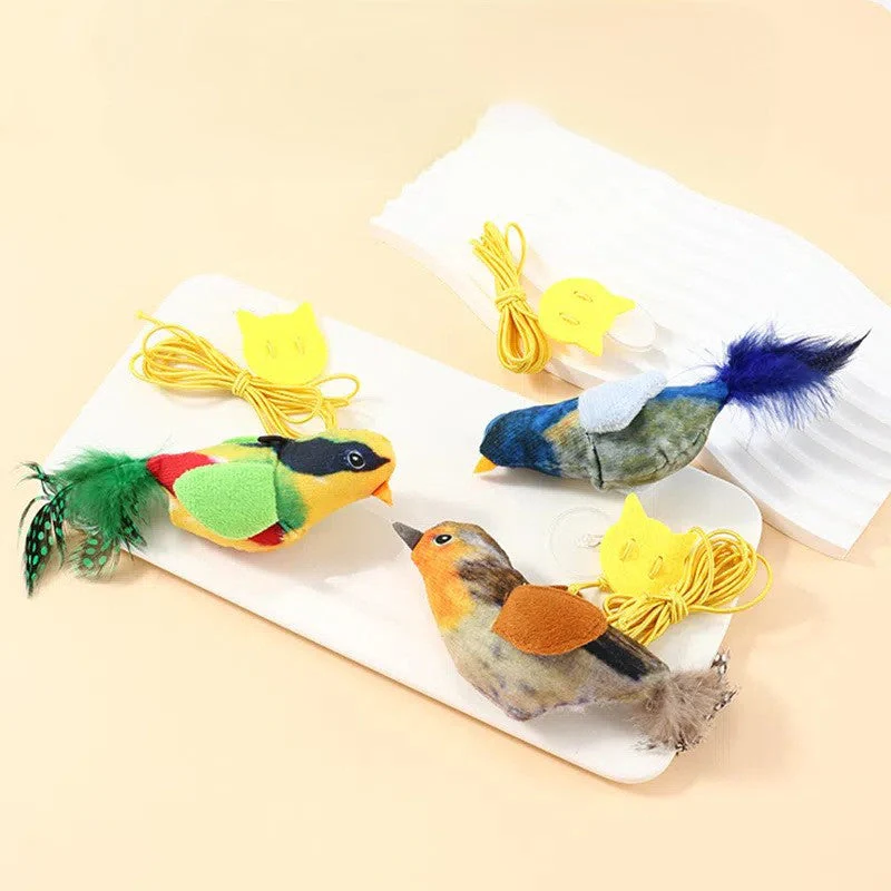 Cat Toy Window Hanging With Realistic Sound Bird