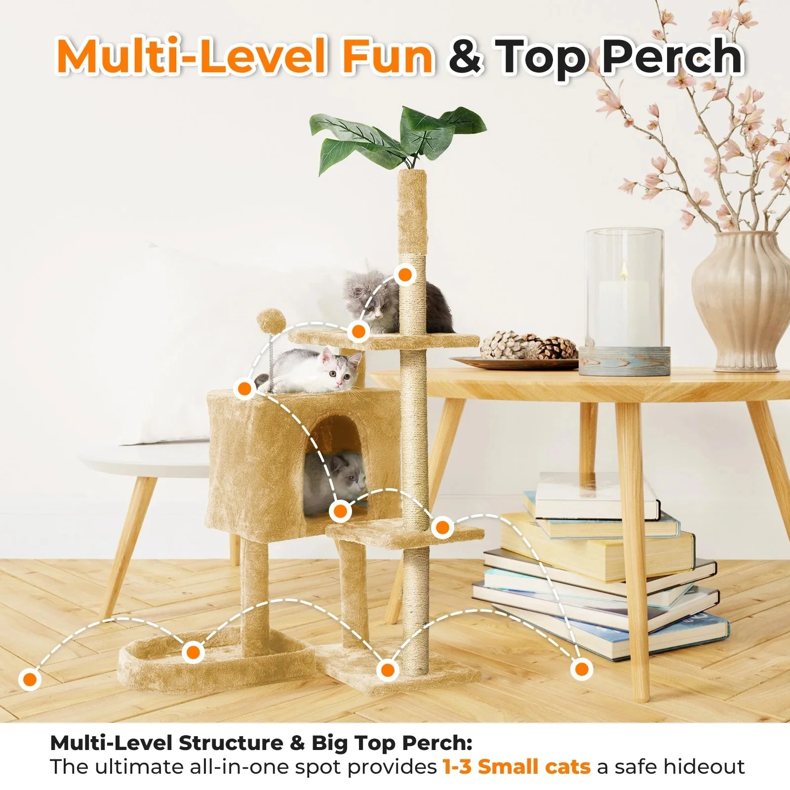 Cat Tree with Scratching Posts Plush Perch Stand - Image 6