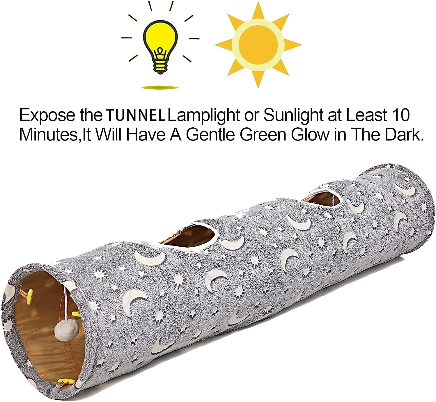 Cat Tunnel Tube with Plush Ball Toys Collapsible - Image 2