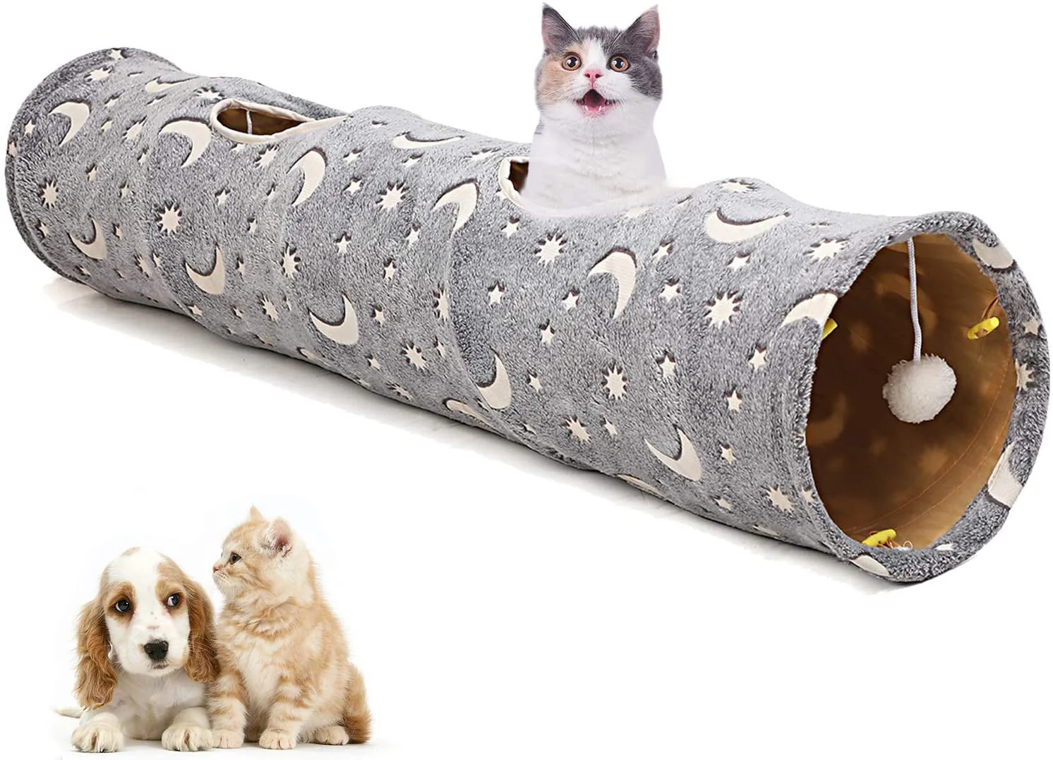 Cat Tunnel Tube with Plush Ball Toys Collapsible - Image 3