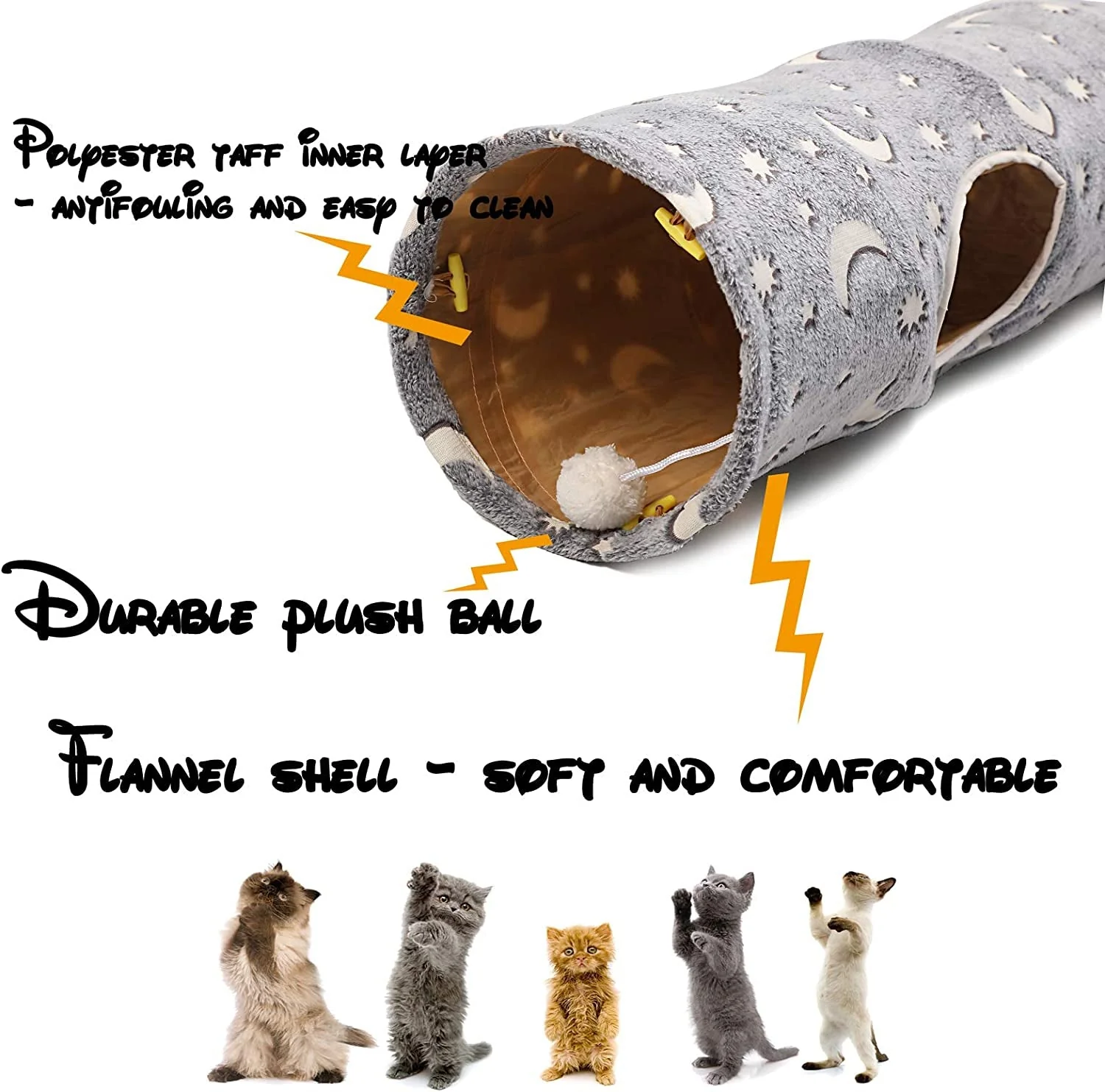 Cat Tunnel Tube with Plush Ball Toys Collapsible - Image 4