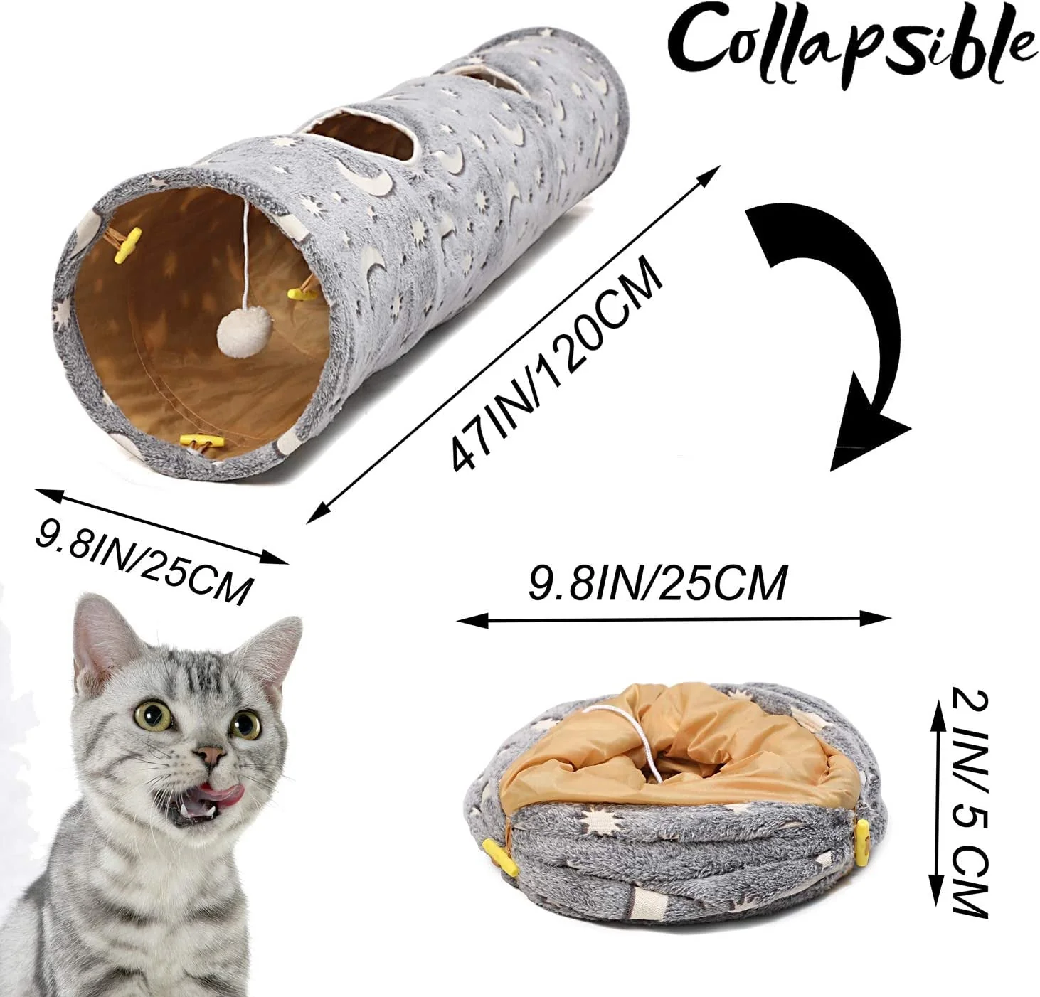 Cat Tunnel Tube with Plush Ball Toys Collapsible - Image 5