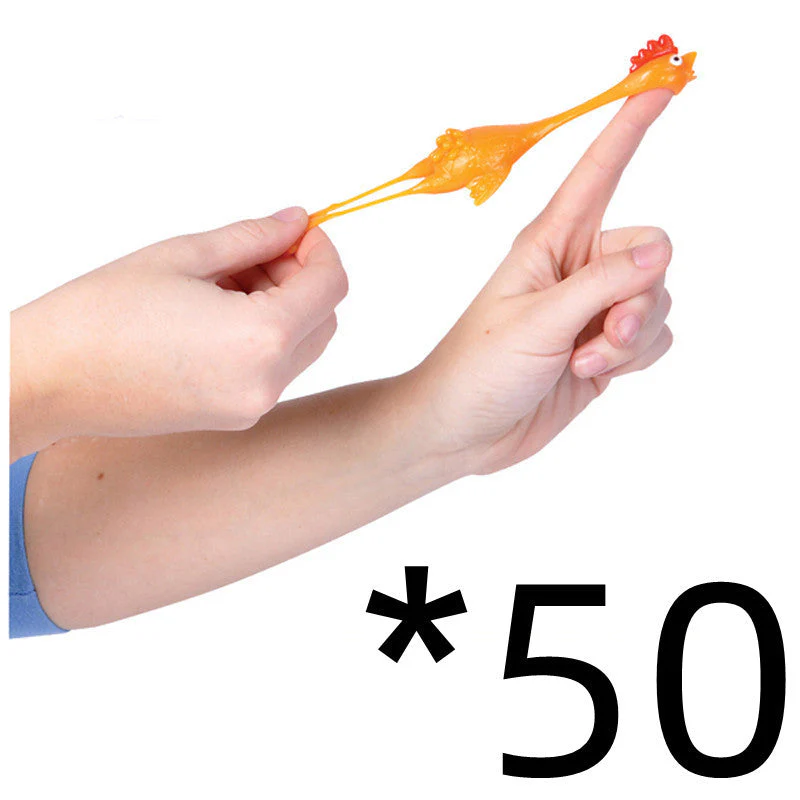 Catapult Launch Rubber Catapulted Chicken Toys Light Finger Prank Stretchy Flying Ejection Toy Slingshot Turkey Sticky - Image 13