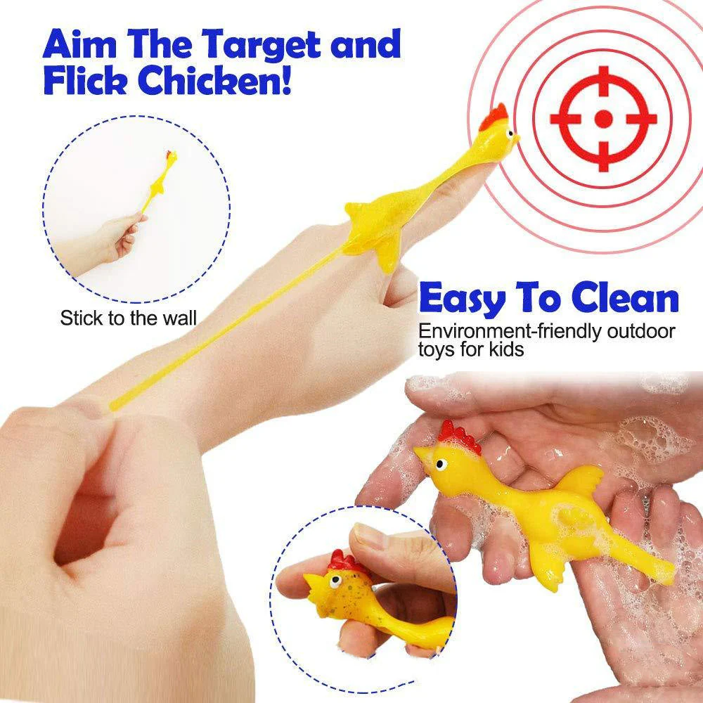 Catapult Launch Rubber Catapulted Chicken Toys Light Finger Prank Stretchy Flying Ejection Toy Slingshot Turkey Sticky - Image 4