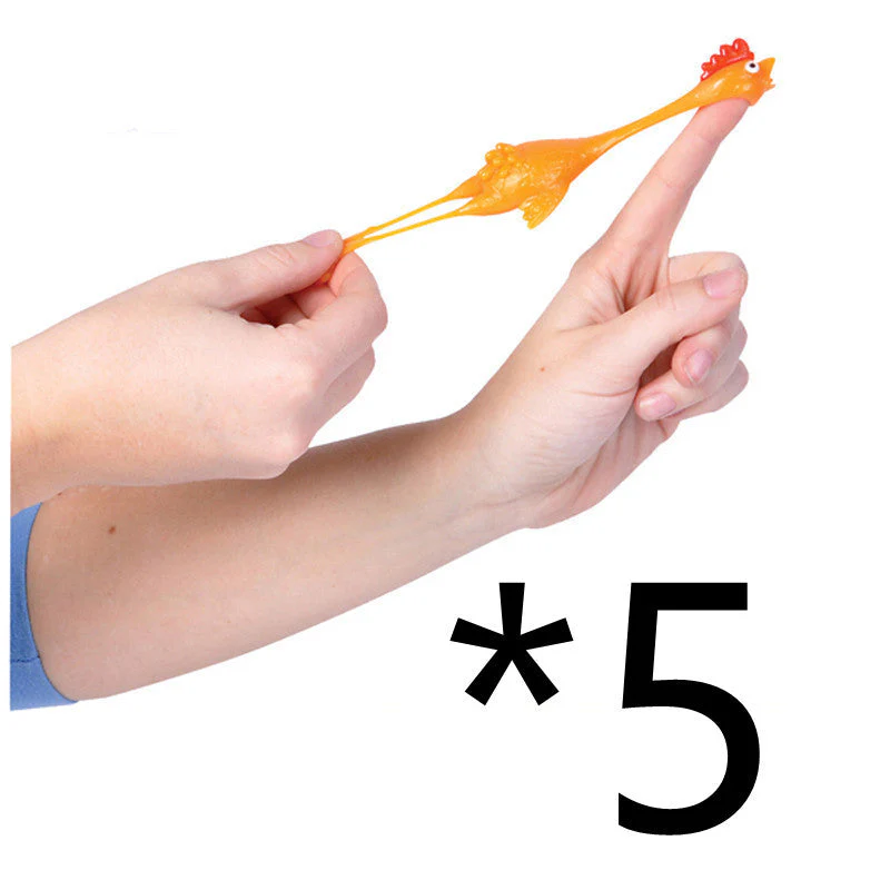 Catapult Launch Rubber Catapulted Chicken Toys Light Finger Prank Stretchy Flying Ejection Toy Slingshot Turkey Sticky - Image 8