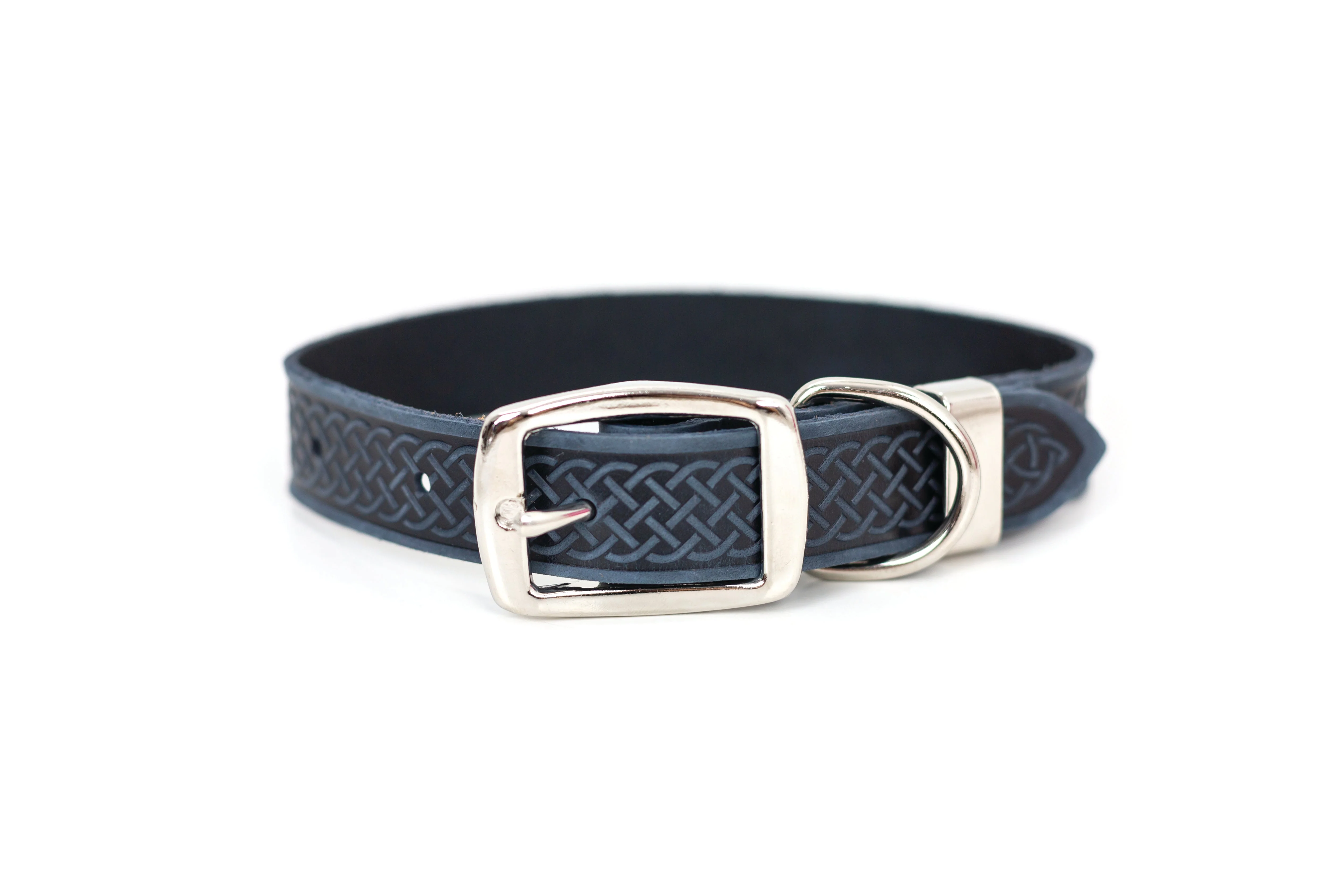 Celtic Double Buckle Style Leather Dog Collar - Image 6