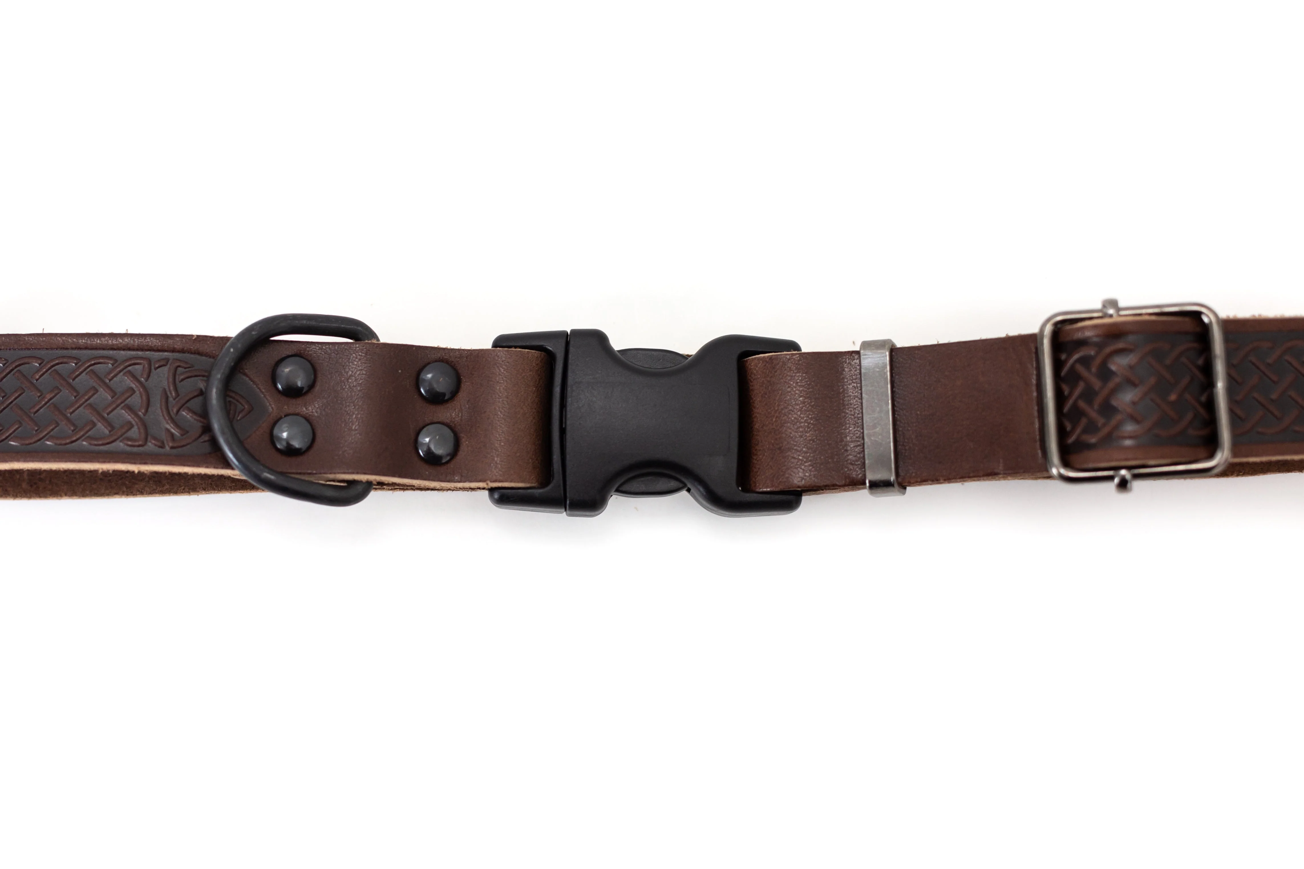Celtic Sport Chocolate Leather Dog Collar - Image 3