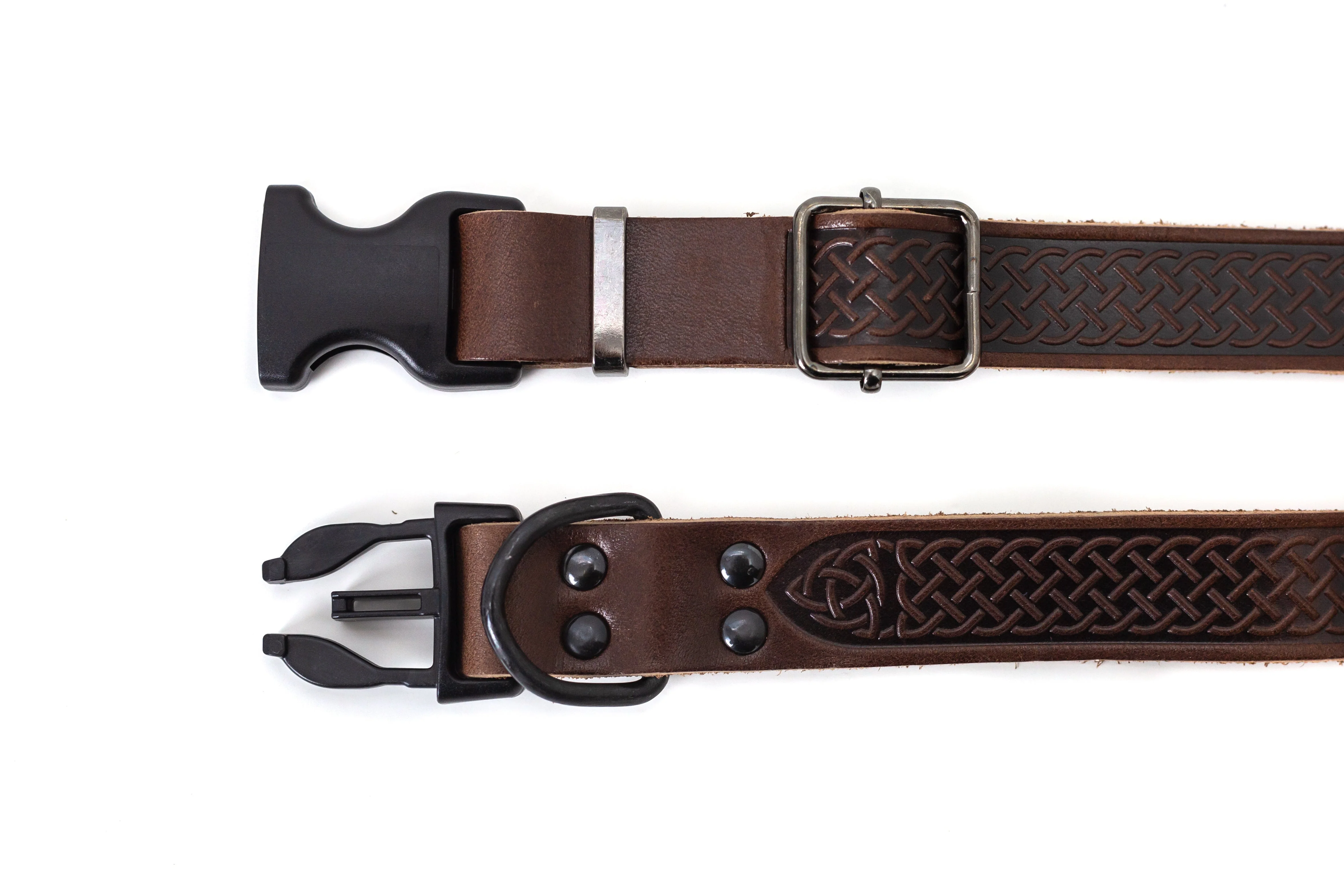 Celtic Sport Chocolate Leather Dog Collar - Image 4
