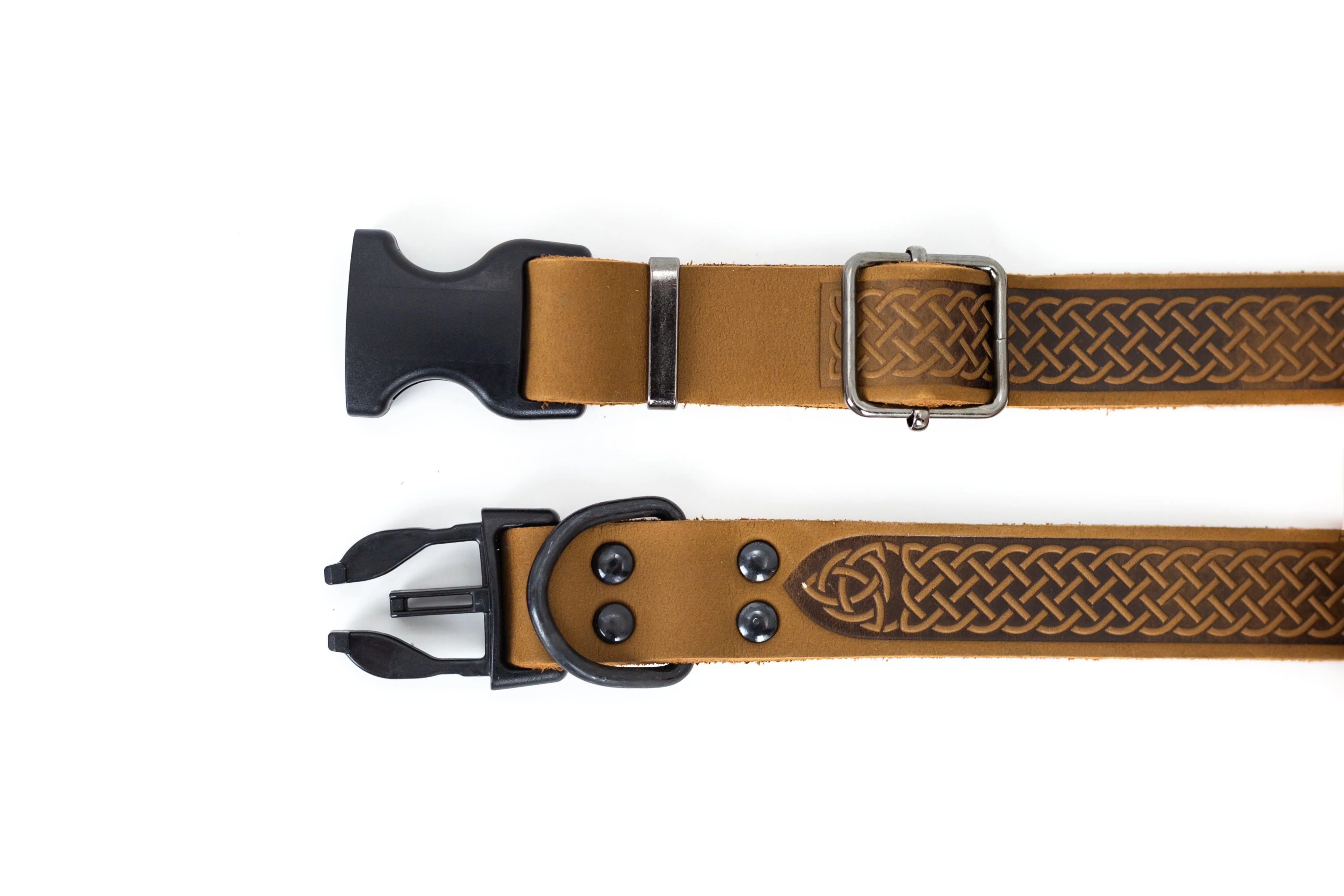 Celtic Sport Earth Brown Leather Dog Collar - Image 4