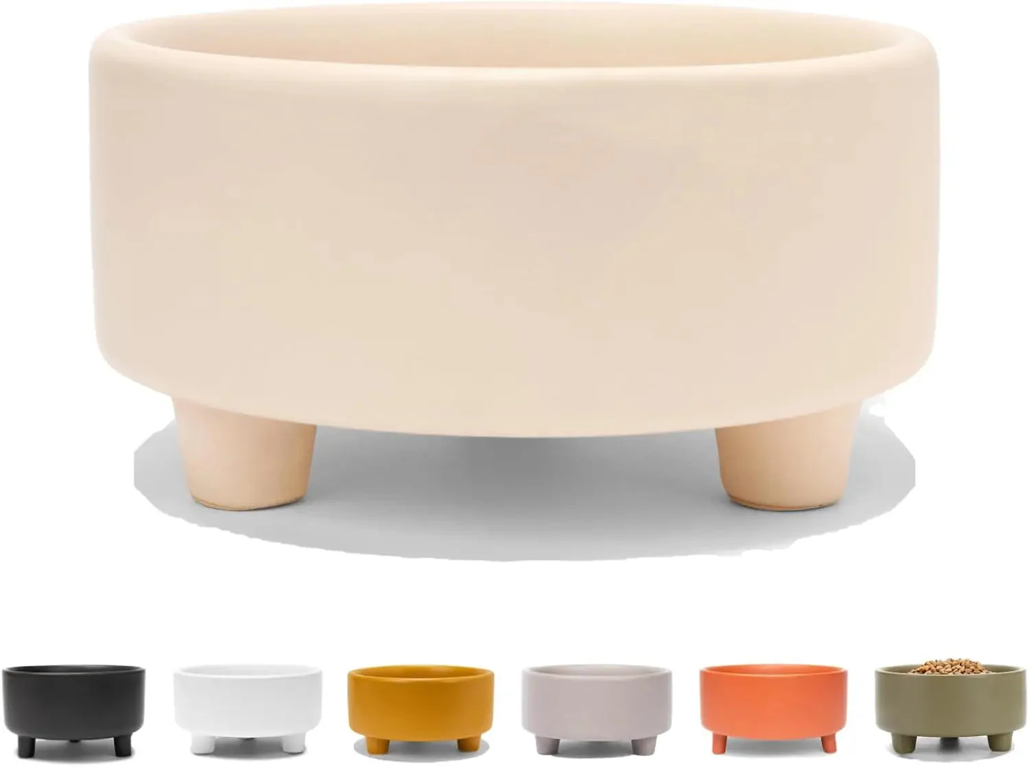 Ceramic Cat & Dog Pet Bowl, Elevated Stoneware Feeder, Dishwasher Safe - Image 2